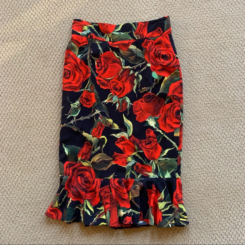 Dolce & Gabbana Skirt Floral Rose Print